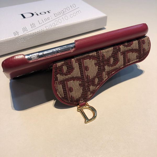 Dior手機套 迪奧布藝刺繡 可當支架 手機殼 半包插卡手機殼  mmk1020